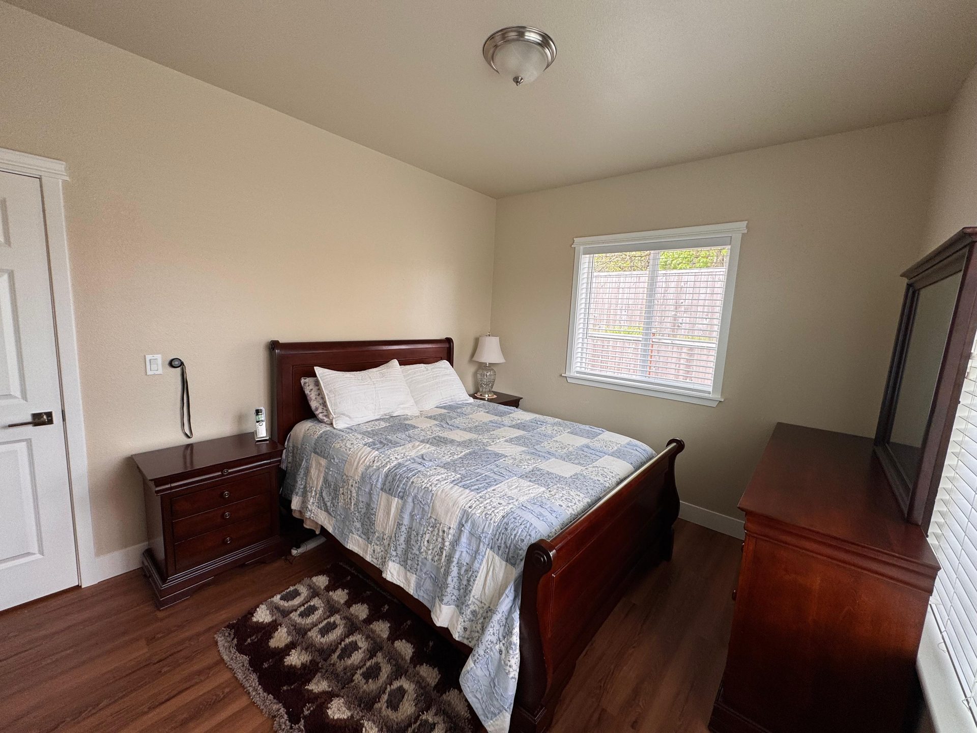 A furnished resident bedroom